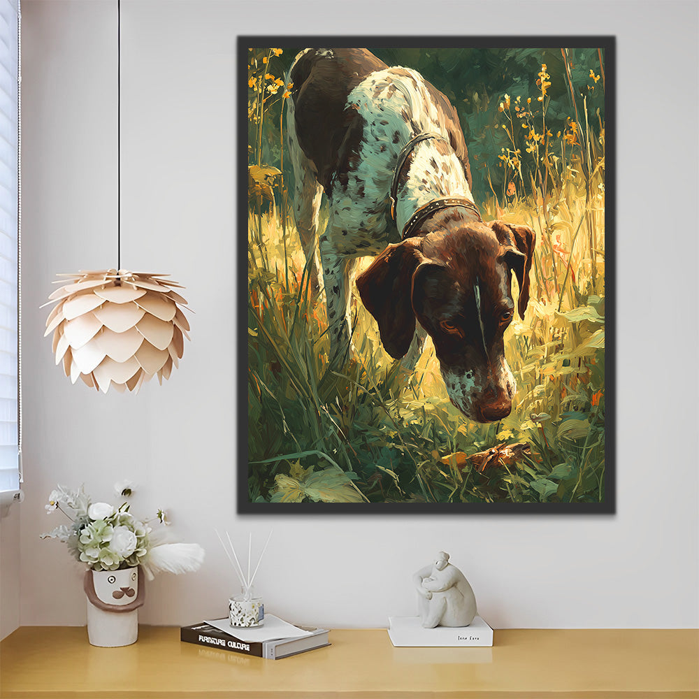 German Shorthaired Pointer Dog Foraging in the Grass Paint by Numbers