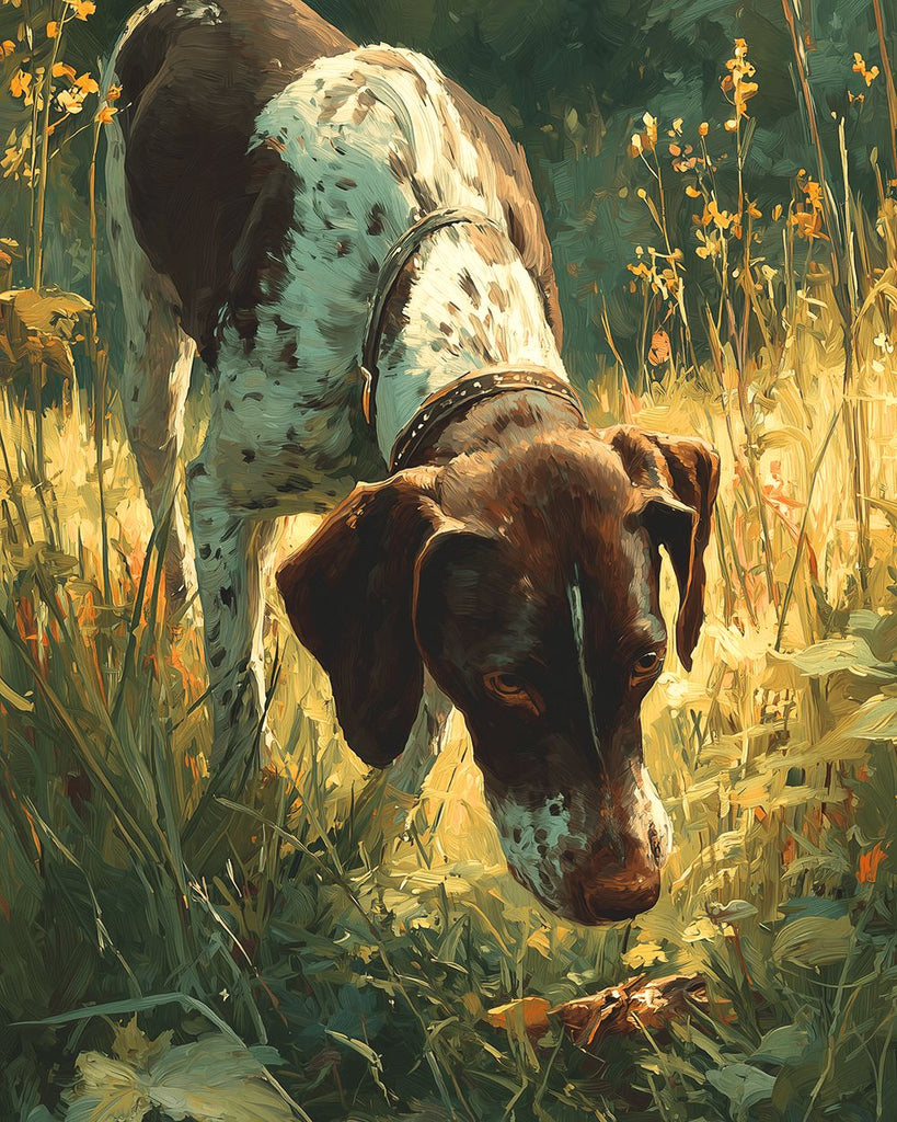 German Shorthaired Pointer Dog Foraging in the Grass Paint by Numbers