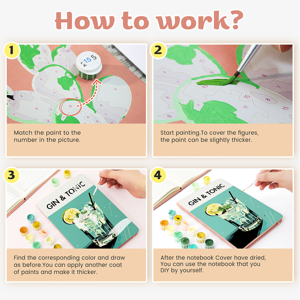 Gin Tonic Notebook Paint by Numbers