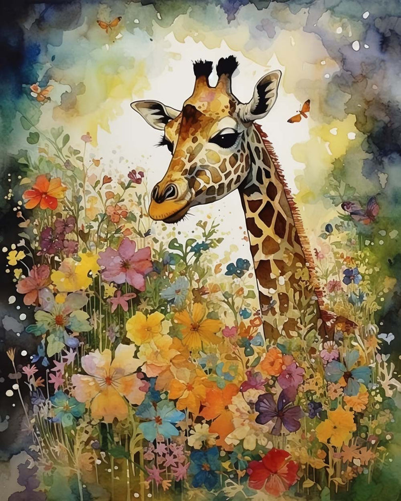 Giraffe and Flowers Paint by Numbers