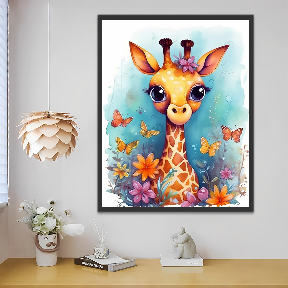 Giraffe, Butterflies and Flowers Paint by Numbers for Kids