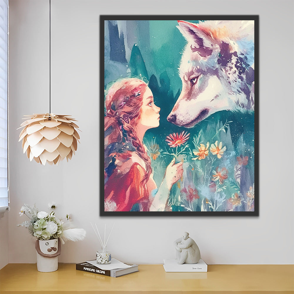 Girl and Wolf Paint by Numbers