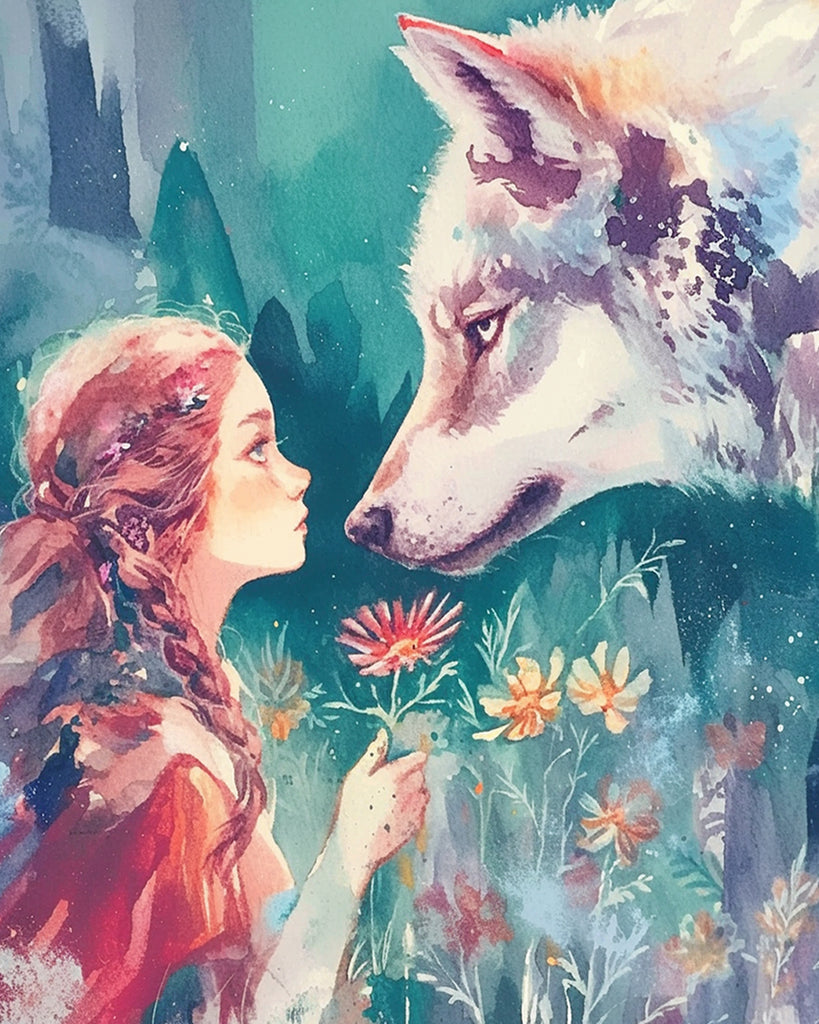 Girl and Wolf Paint by Numbers