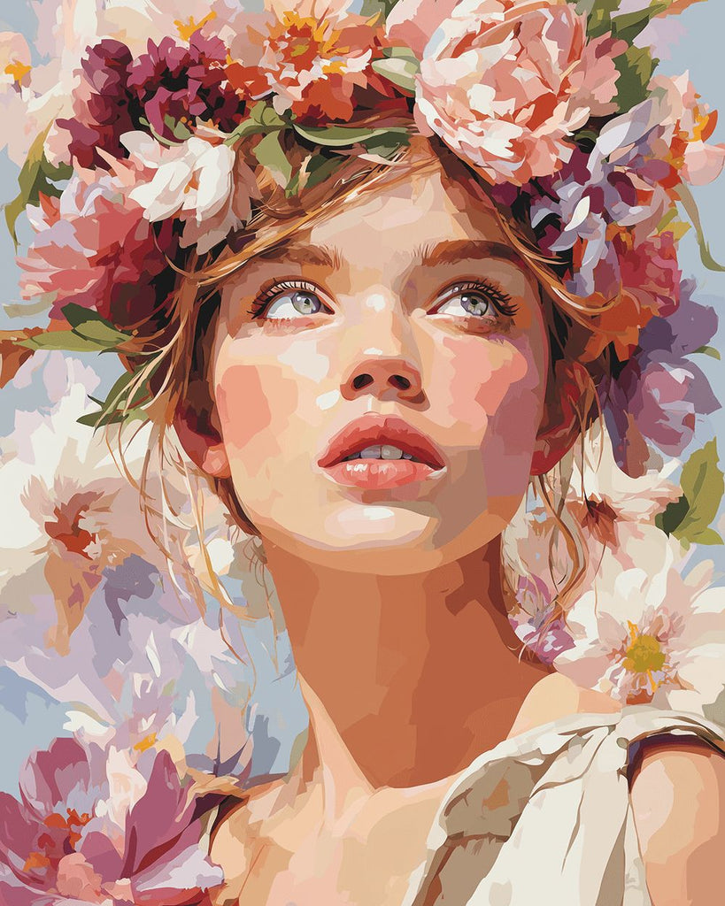 Girl with Flower Wreath Paint by Numbers