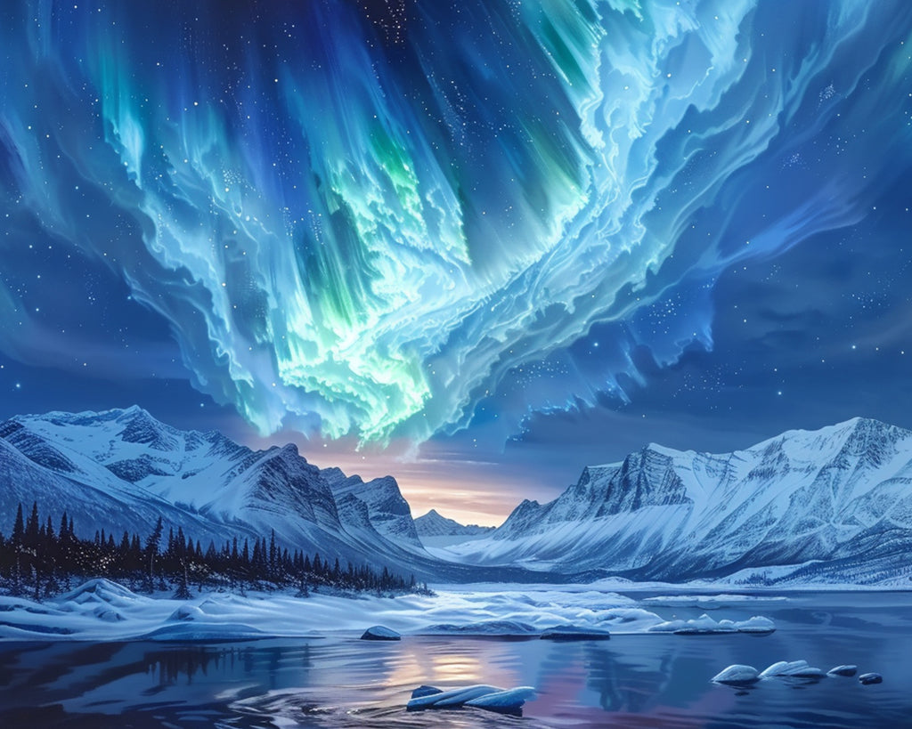 Glacier and Aurora Paint by Numbers