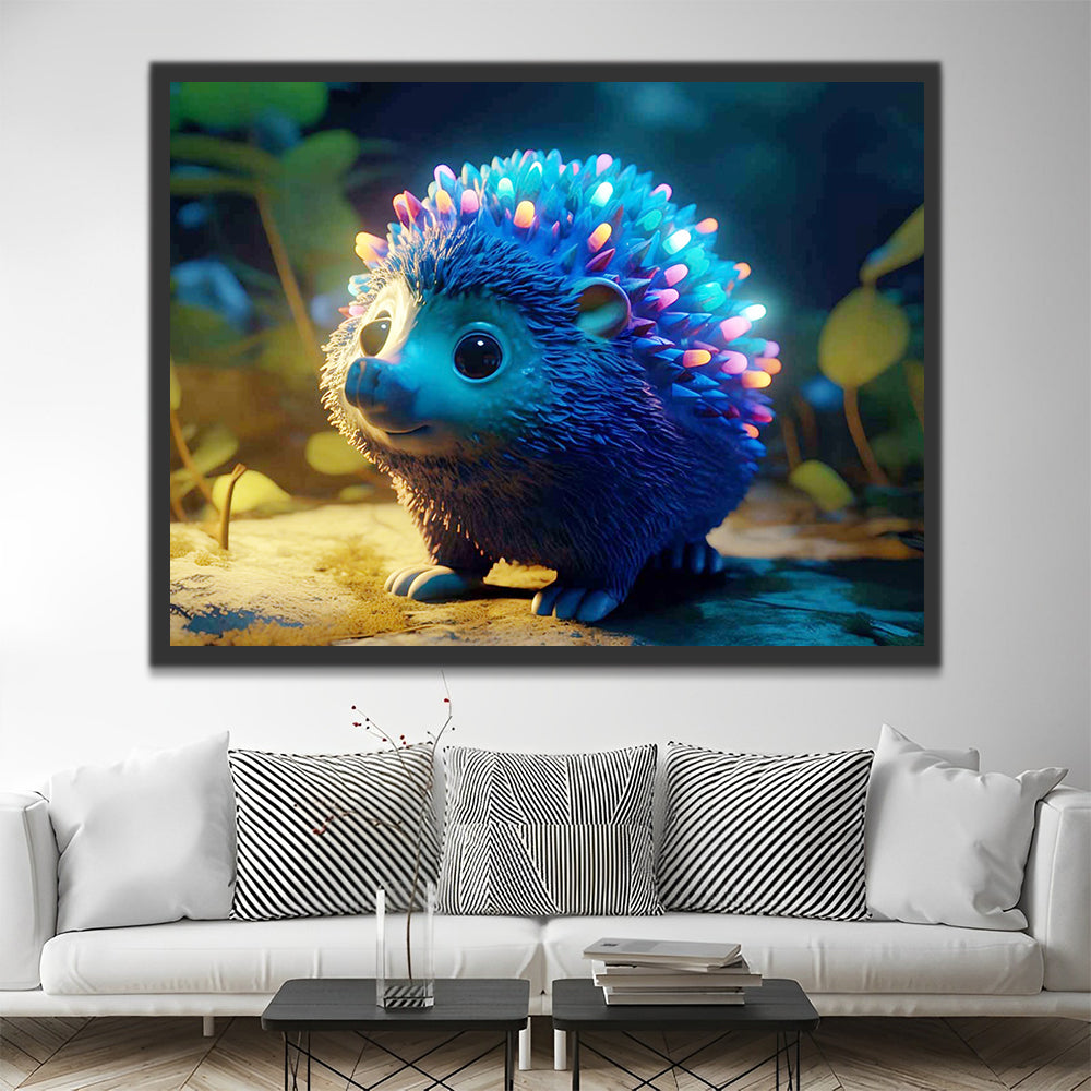 Glowing Blue Hedgehog Paint by Numbers