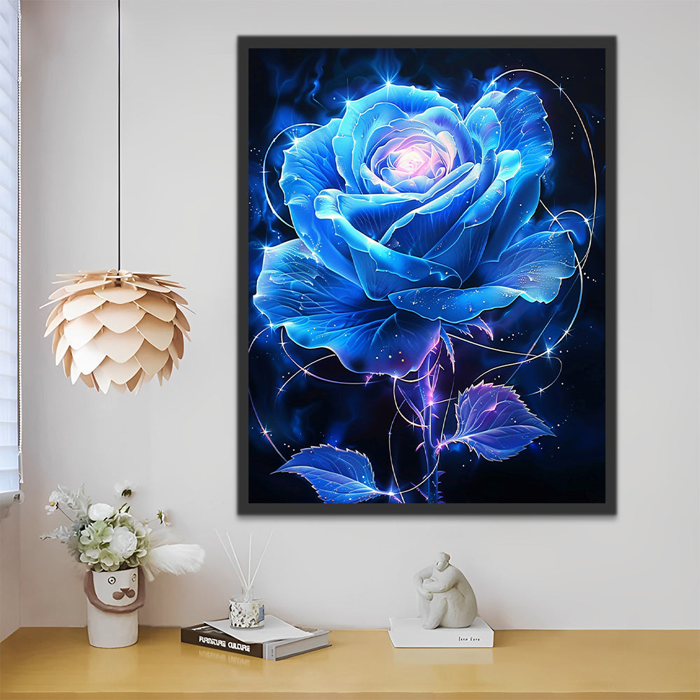 Glowing Blue Rose Paint by Numbers