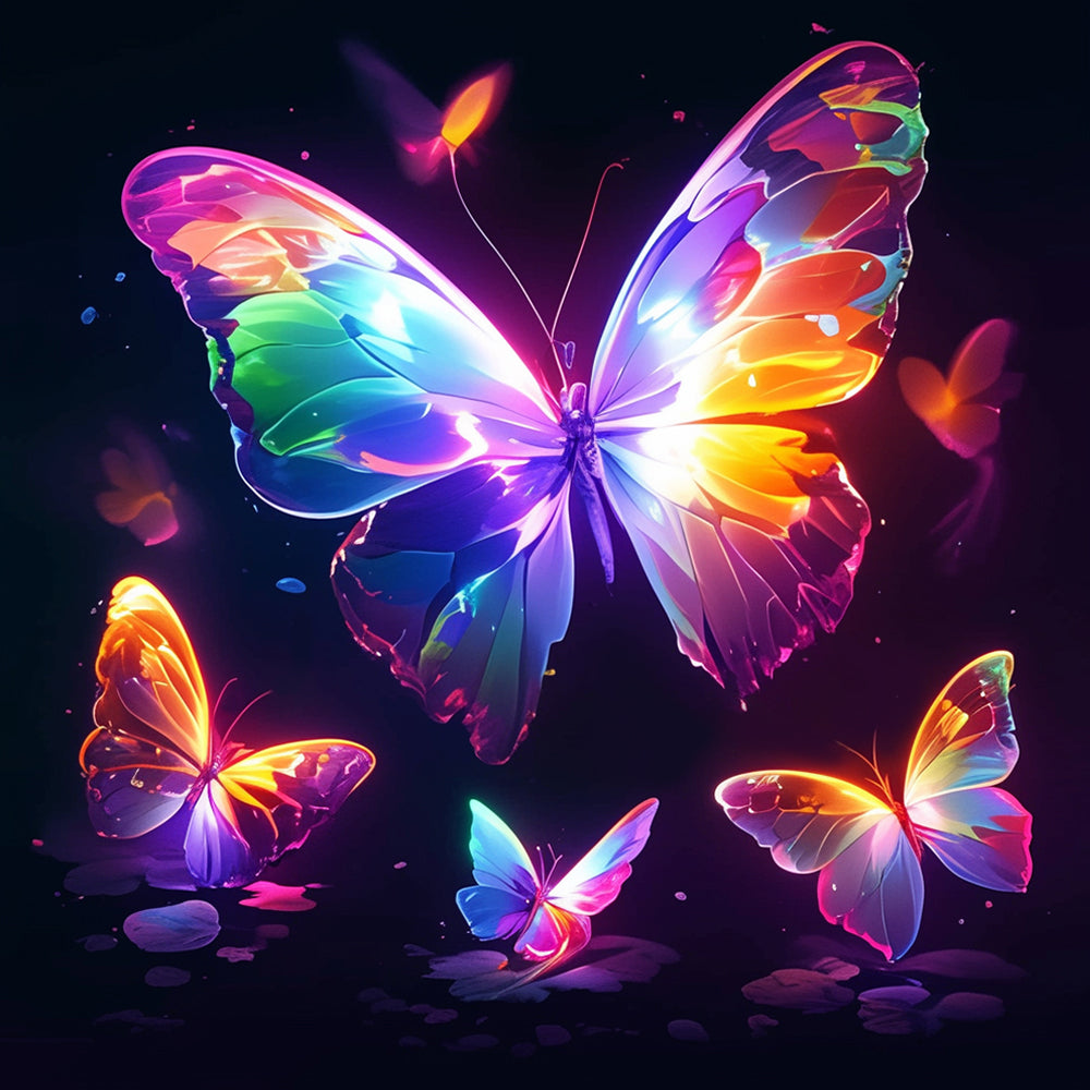 Glowing Colorful Butterflies Paint by Numbers