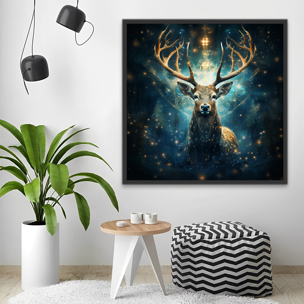 Glowing Elk in the Darkness Paint by Numbers