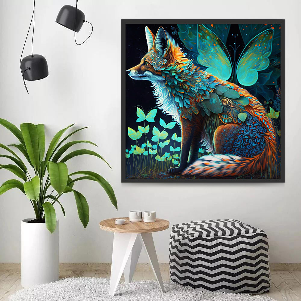 Glowing Fox and Leaves Paint by Numbers