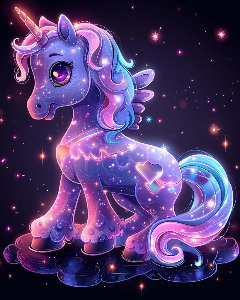 Glowing Purple Unicorn Paint by Numbers