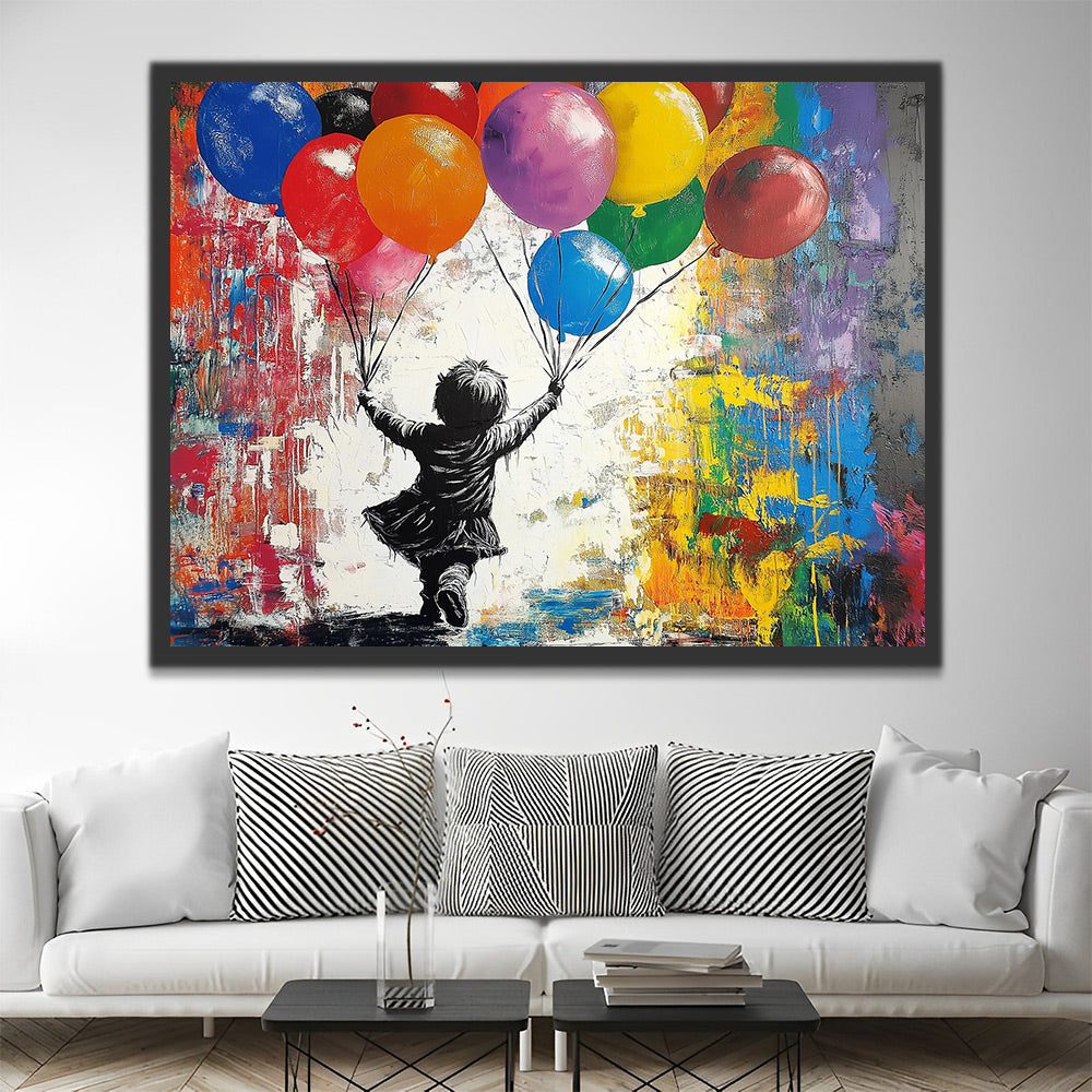 Graffiti Girl and Colorful Balloons Paint by Numbers