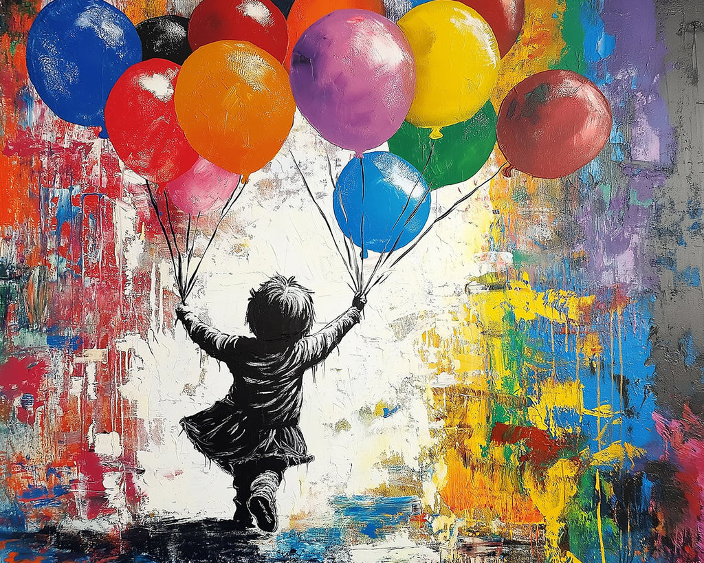 Graffiti Girl and Colorful Balloons Paint by Numbers