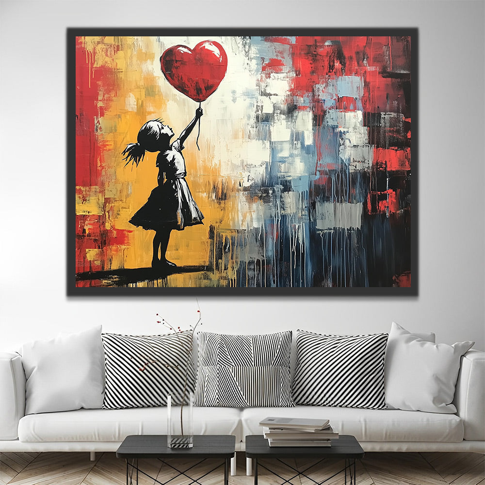 Graffiti Girl and Heart Balloon Paint by Numbers