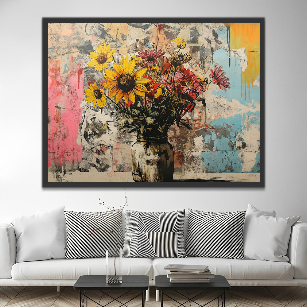 Graffiti of Sunflowers and Chrysanthemums Paint by Numbers