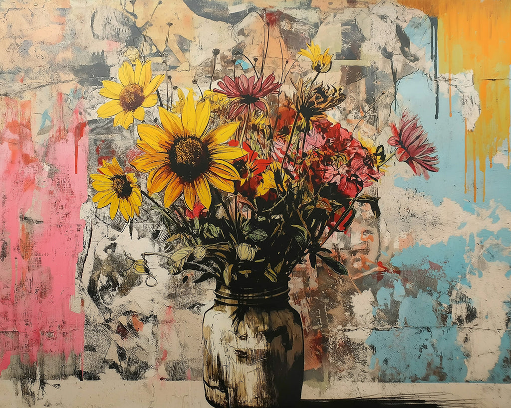 Graffiti of Sunflowers and Chrysanthemums Paint by Numbers