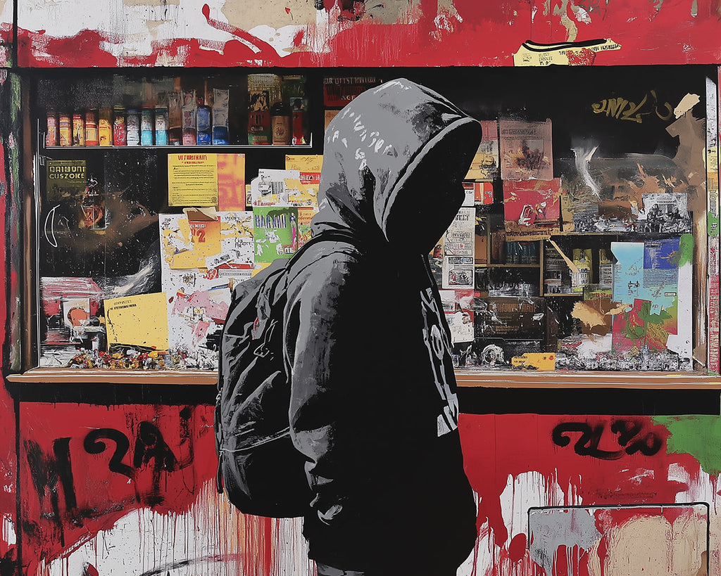 Graffiti Shop and Man in Hoodie Paint by Numbers