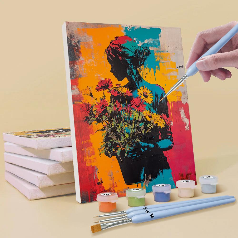 Graffiti Style Woman and Man 6 Pieces Mini Paint by Numbers