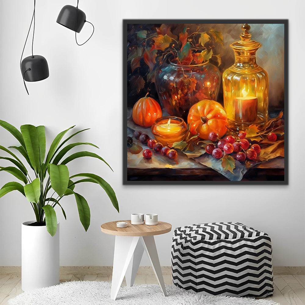 Grapes, Pumpkins and Candles Paint by Numbers