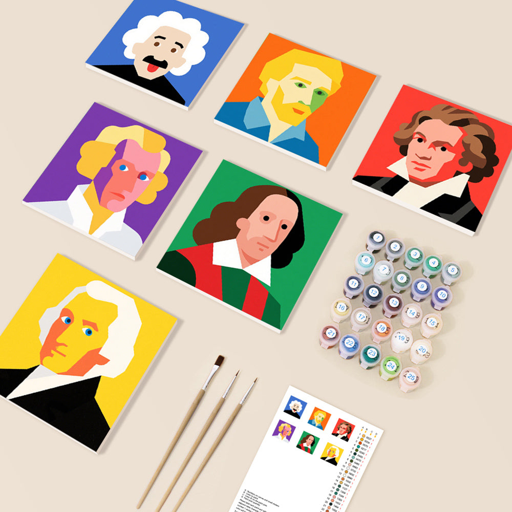 Great Scientists 6 Pieces Mini Paint by Numbers