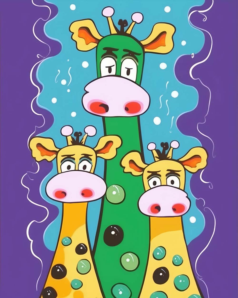 Green and Yellow Giraffes Paint by Numbers for Kids