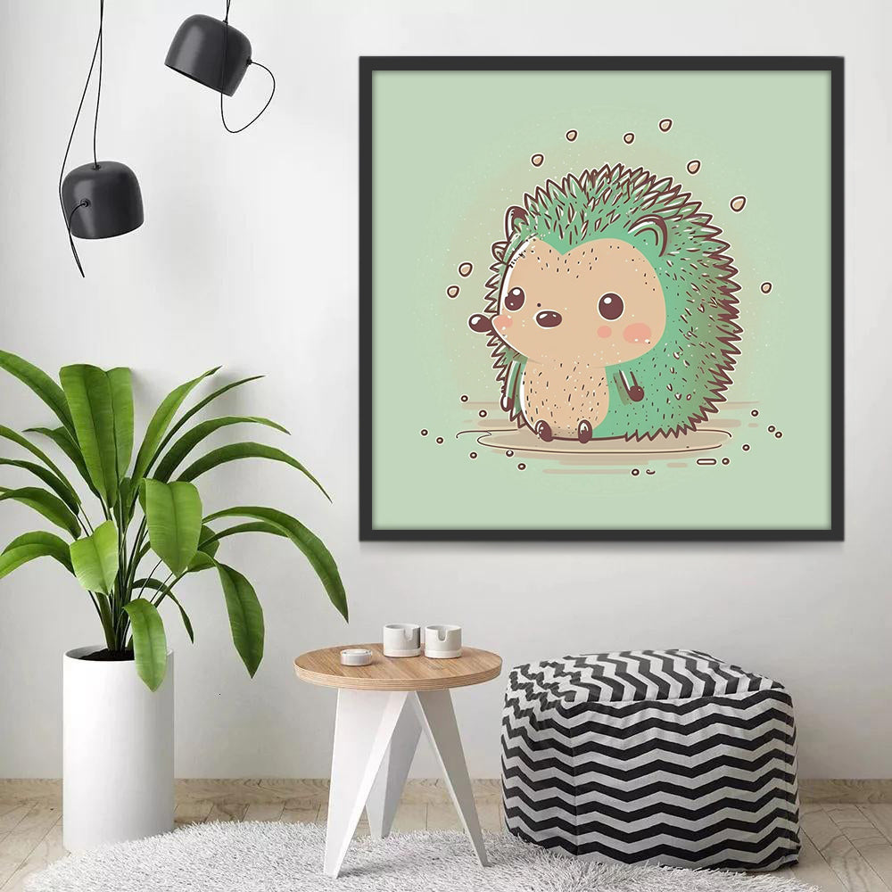 Green Cartoon Hedgehog Paint by Numbers