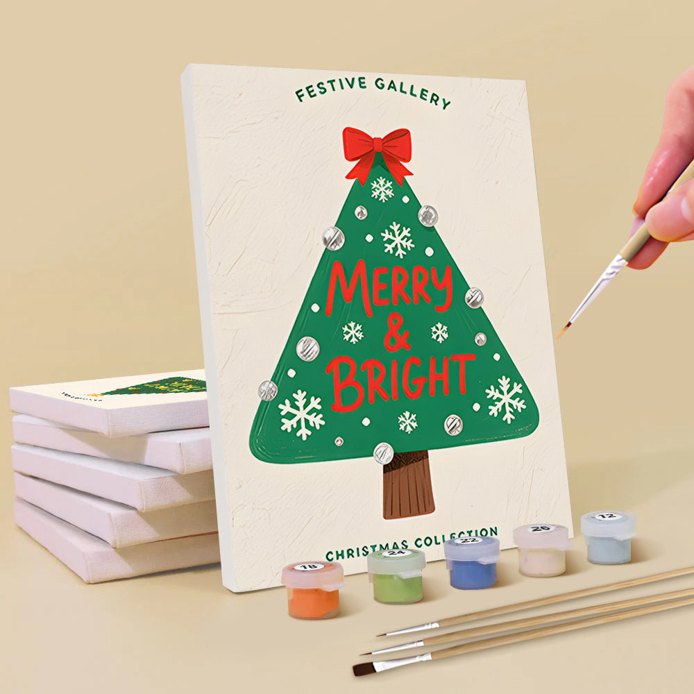 Green Christmas Trees 6 Pieces Mini Paint by Numbers