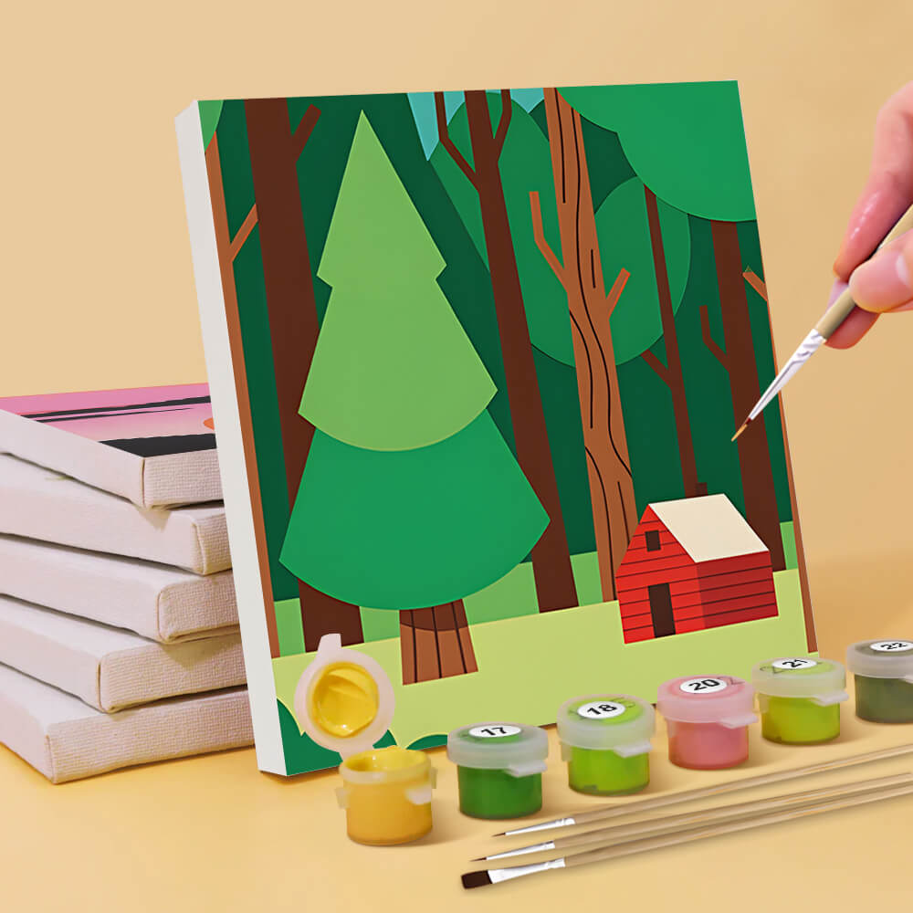 Green Foress and Golden Fields 6 Pieces Mini Paint by Numbers