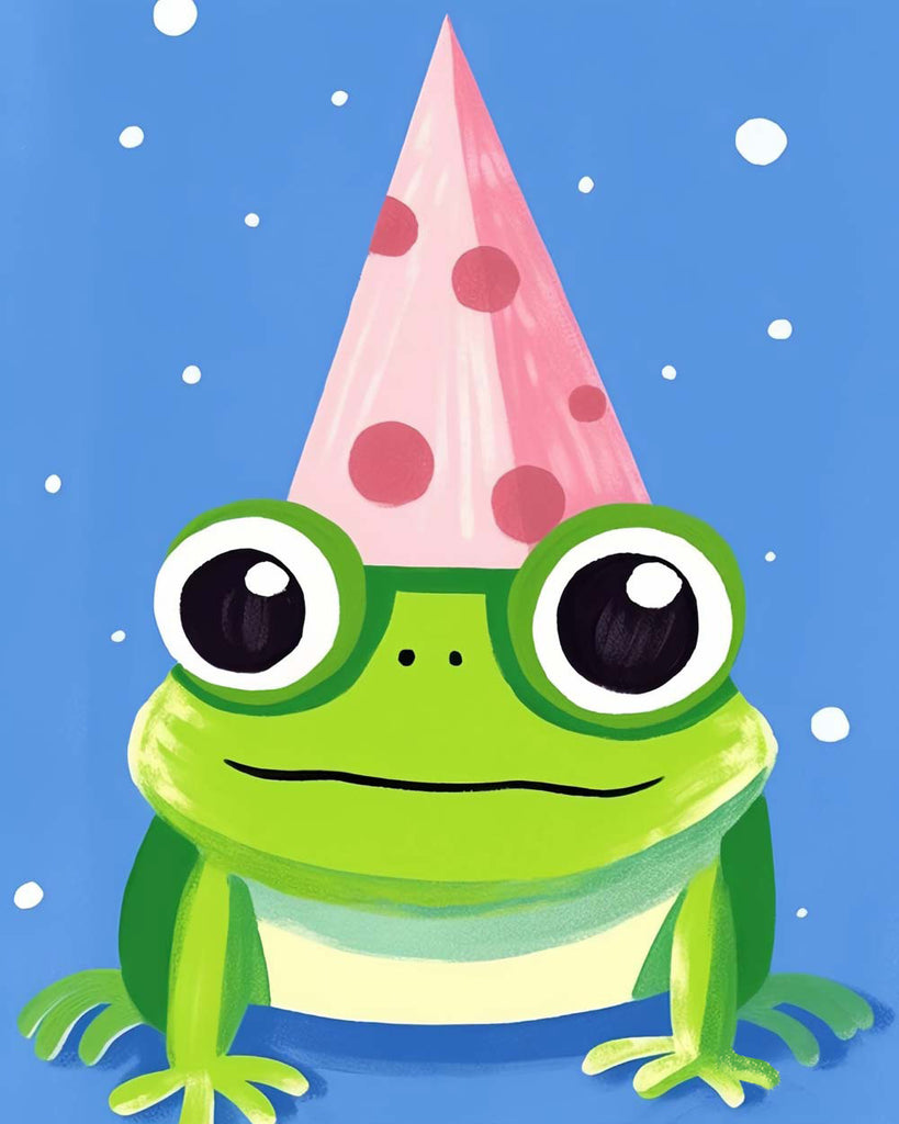 Green Frog with Pink Hut Paint by Numbers for Kids