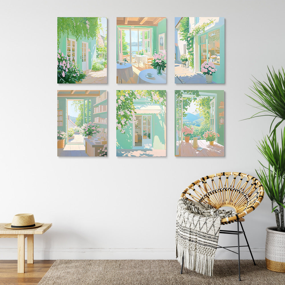 Green Indoor Plants 6 Pieces Mini Paint by Numbers