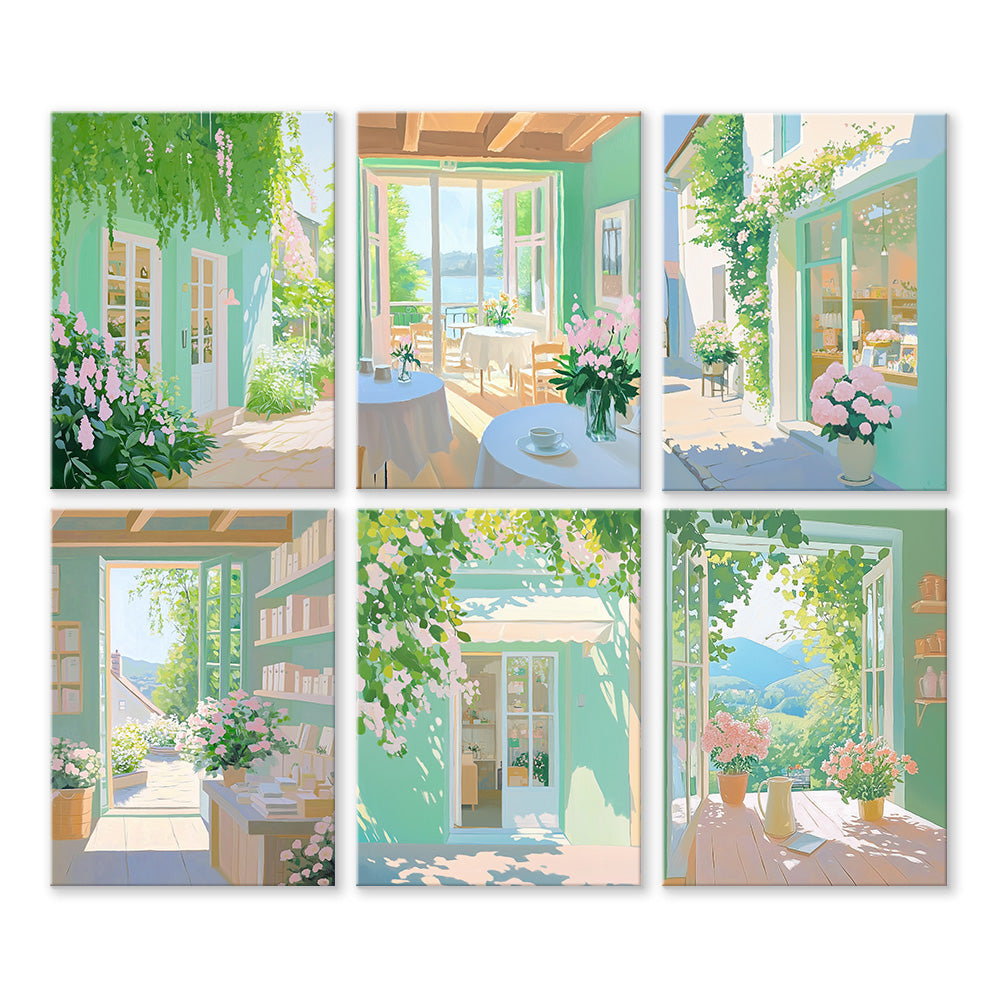 Green Indoor Plants 6 Pieces Mini Paint by Numbers