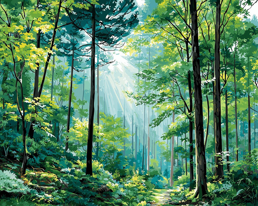 Green Light Forest in Summer Paint by Numbers