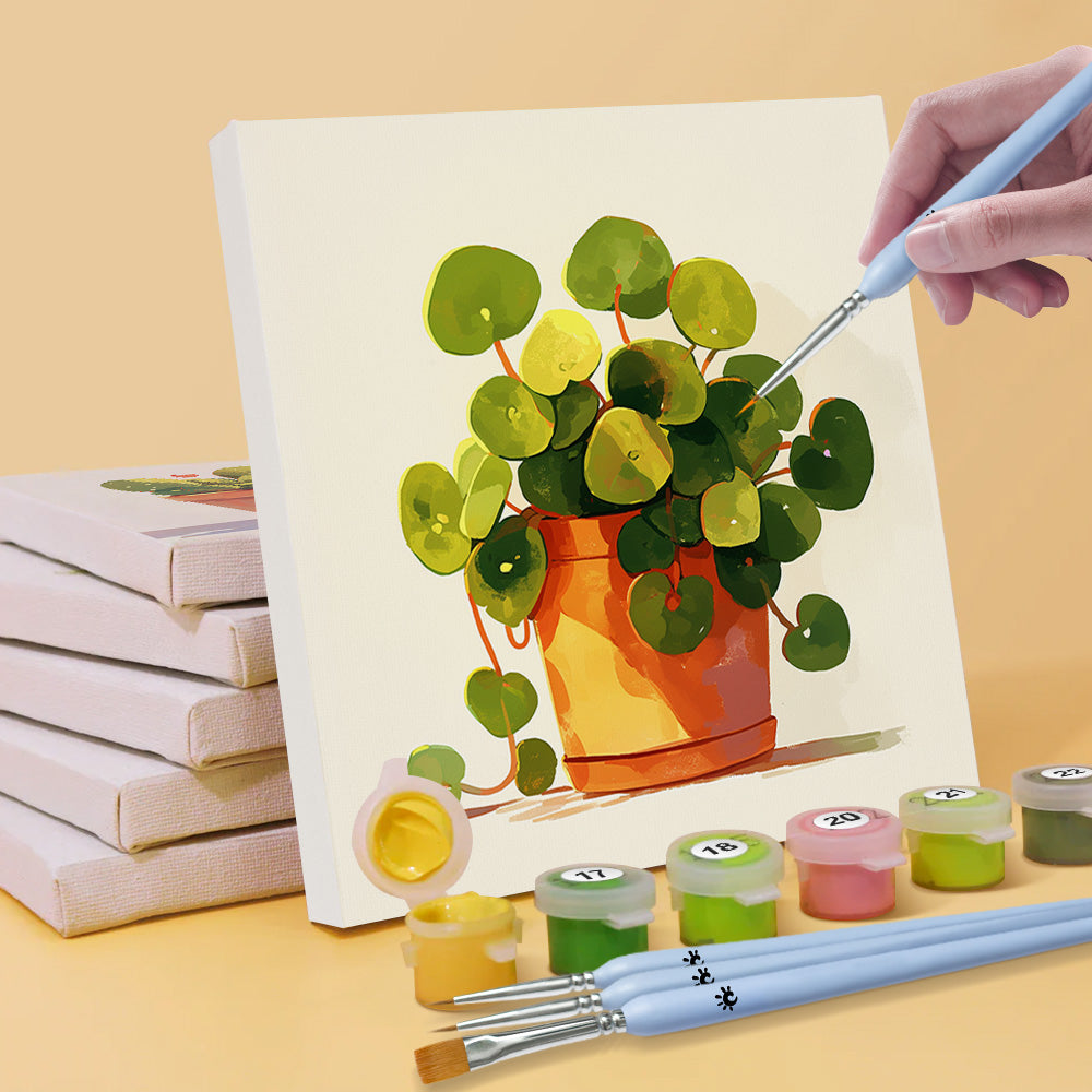 Green Potted Plants 6 Pieces Mini Paint by Numbers