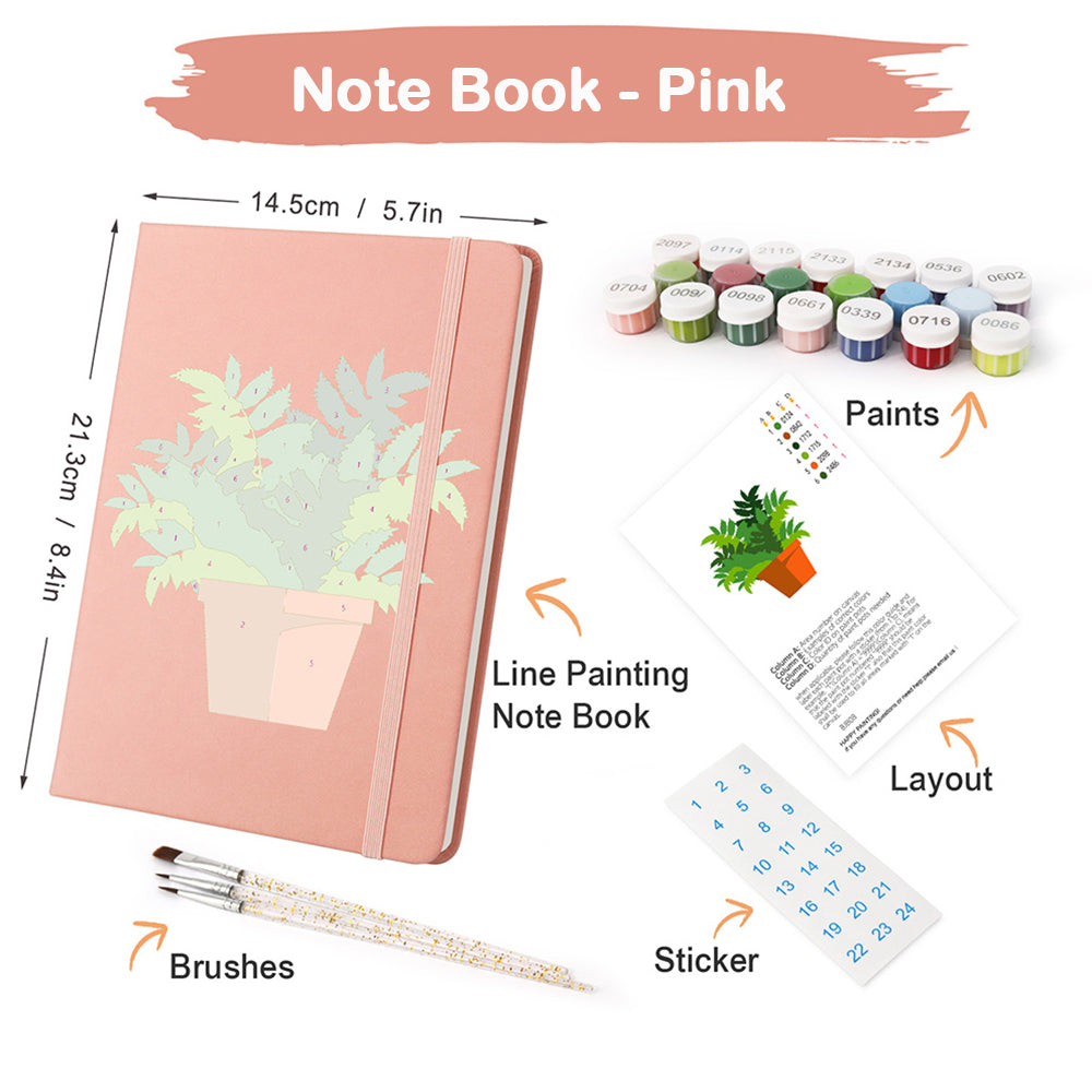Green Potted Plants Notebook Paint by Numbers