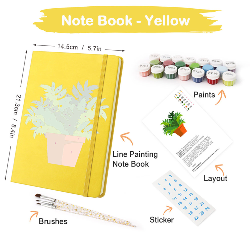 Green Potted Plants Notebook Paint by Numbers