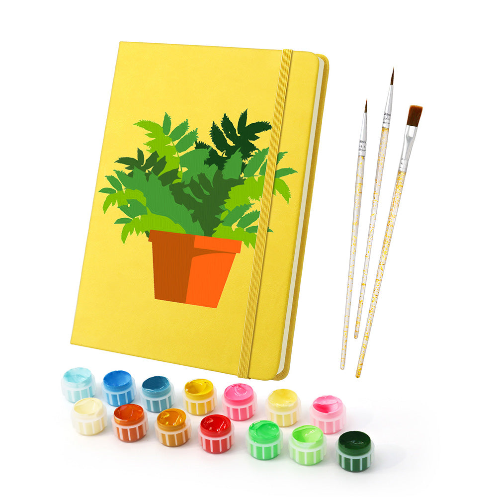 Green Potted Plants Notebook Paint by Numbers