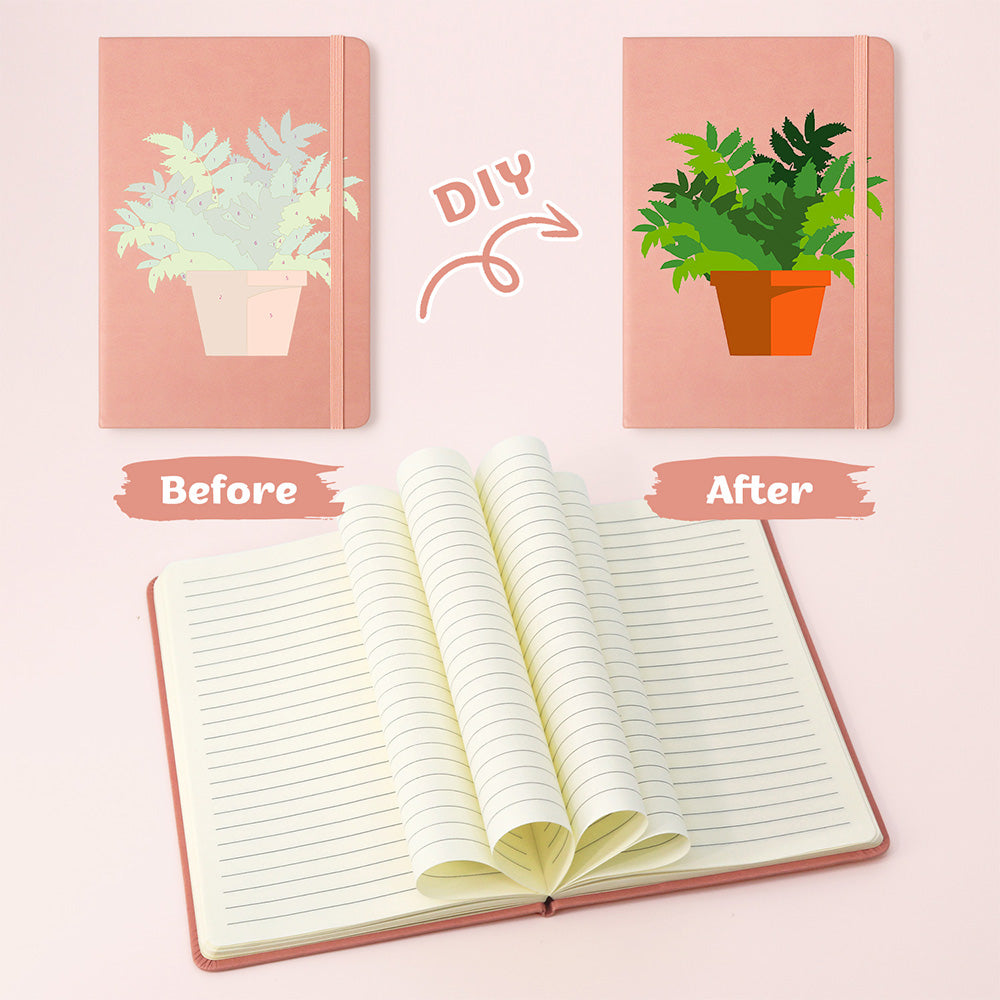 Green Potted Plants Notebook Paint by Numbers