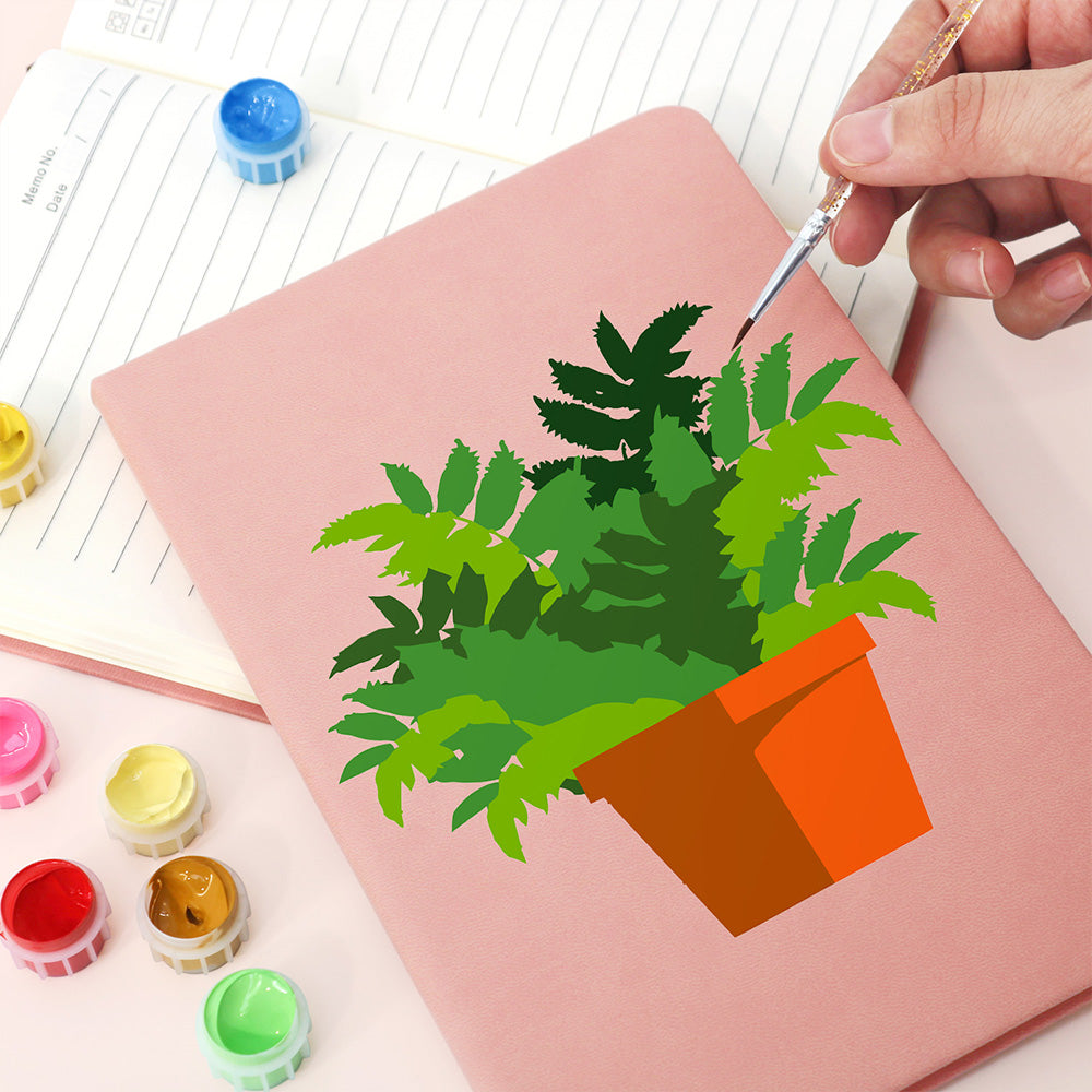 Green Potted Plants Notebook Paint by Numbers