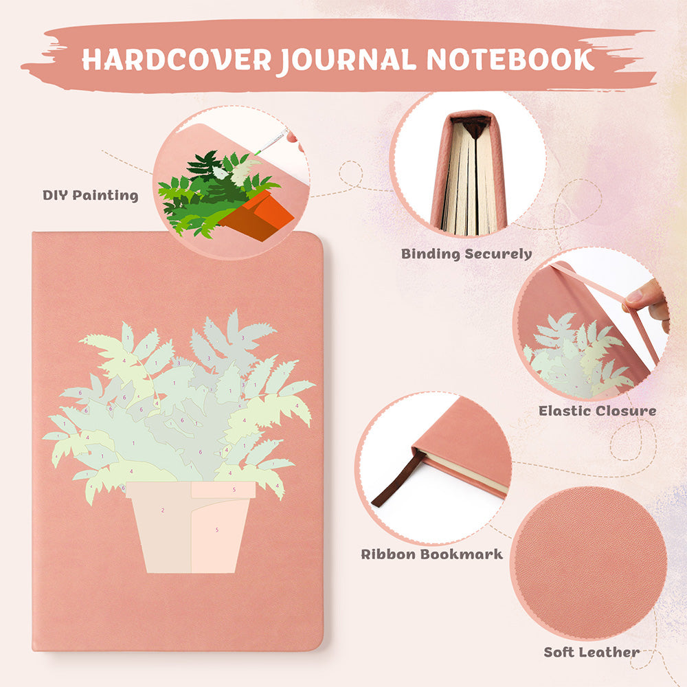 Green Potted Plants Notebook Paint by Numbers