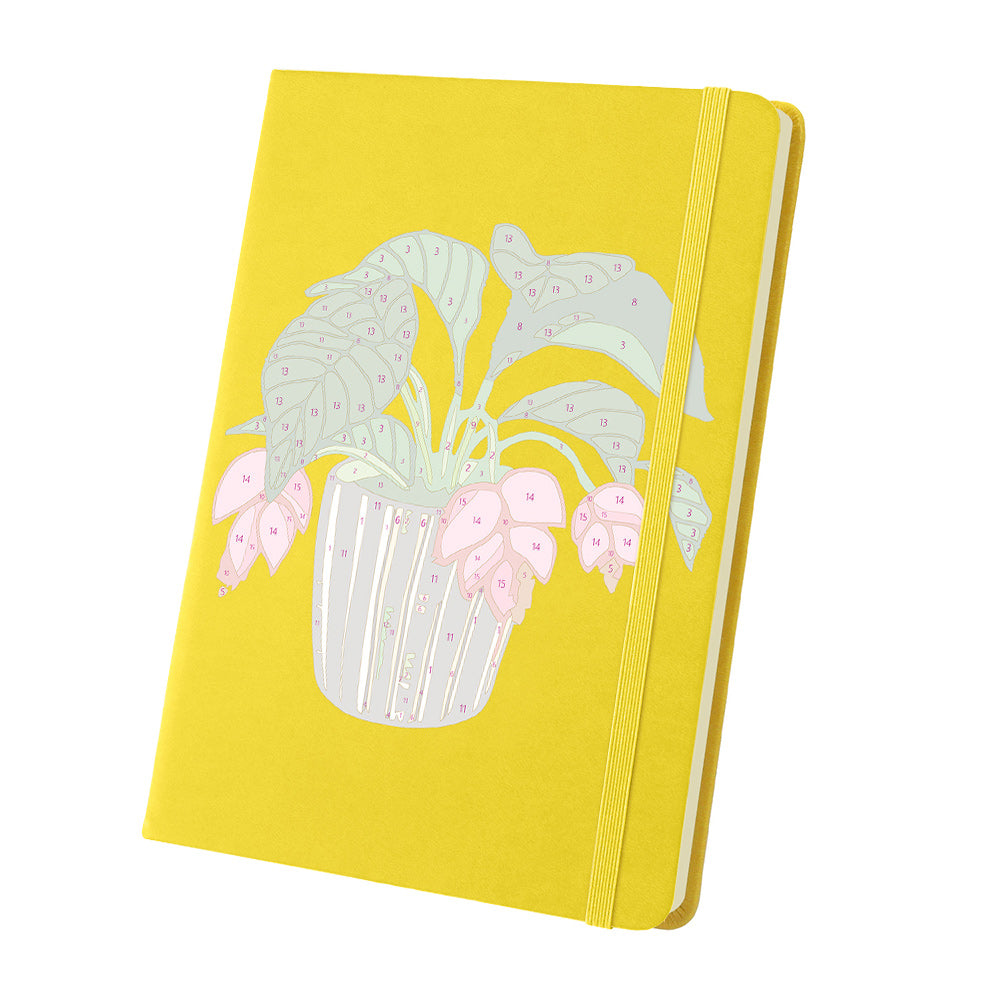 Green Potted Plants with Red Flowers Notebook Paint by Numbers