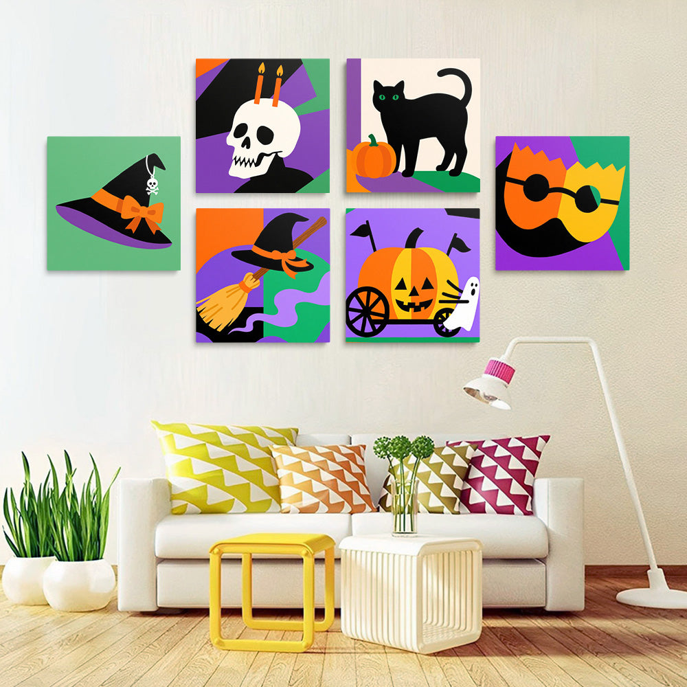 Halloween Cartoon Decorations 6 Pieces Mini Paint by Numbers