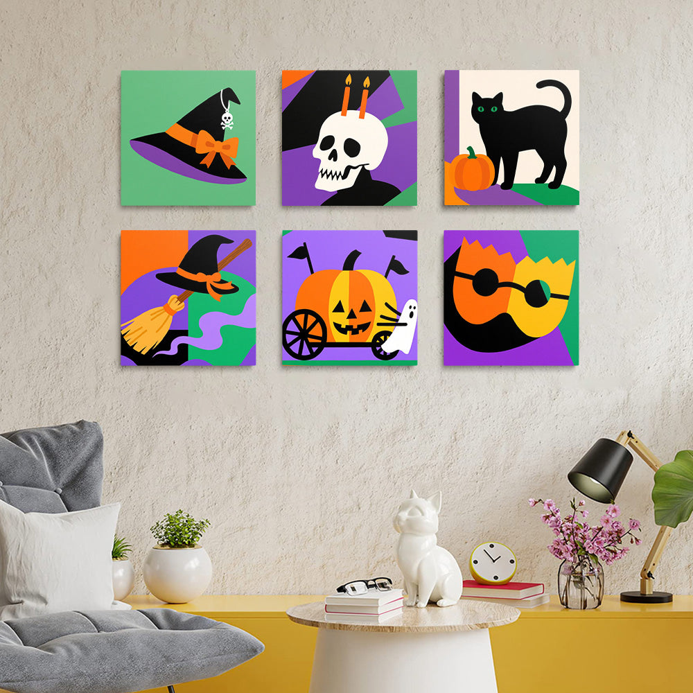 Halloween Cartoon Decorations 6 Pieces Mini Paint by Numbers