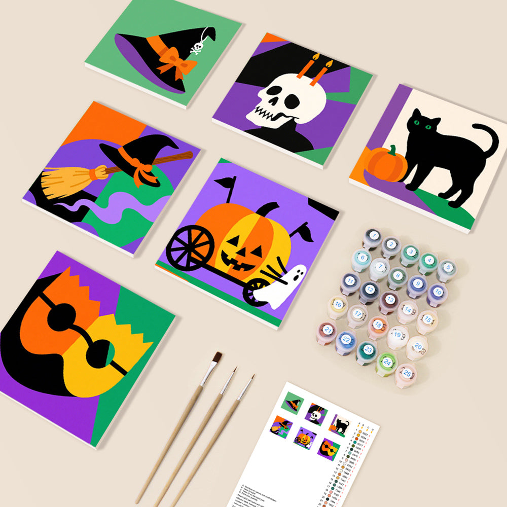 Halloween Cartoon Decorations 6 Pieces Mini Paint by Numbers