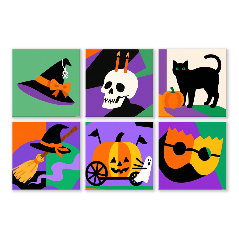 Halloween Cartoon Decorations 6 Pieces Mini Paint by Numbers