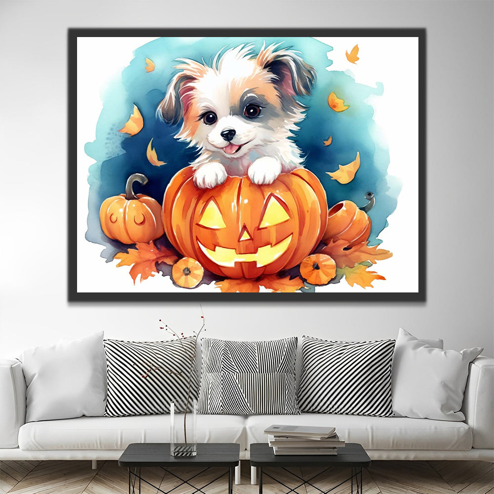 Halloween Pumpkin Lanterns and Puppy Paint by Numbers