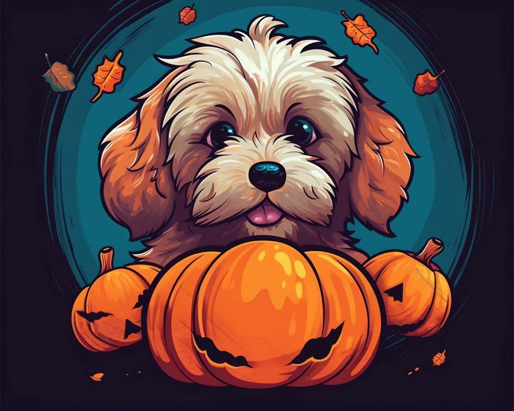 Halloween Pumpkin Lanterns and Puppy Paint by Numbers