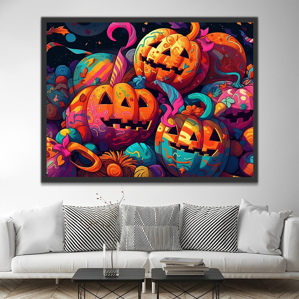 Halloween Pumpkin Lanterns Paint by Numbers