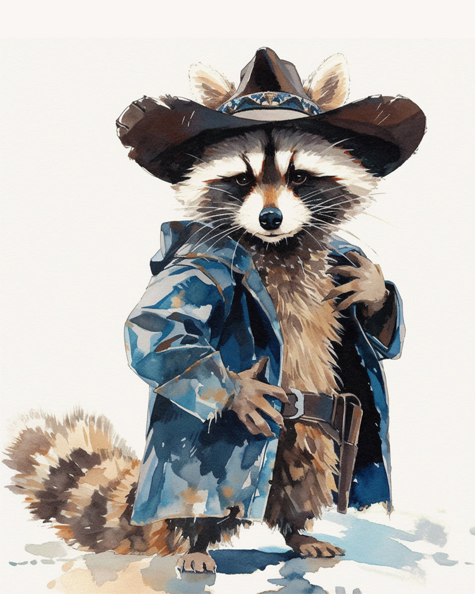 Handsome Raccoon in a Hat Paint by Numbers for Kids – Houseart.uk