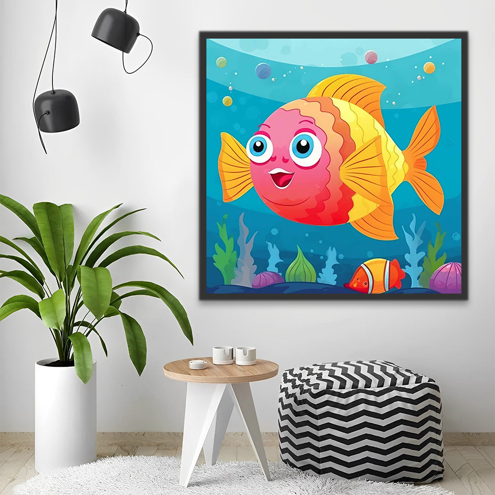 Happy Cartoon Fish Paint by Numbers for Kids