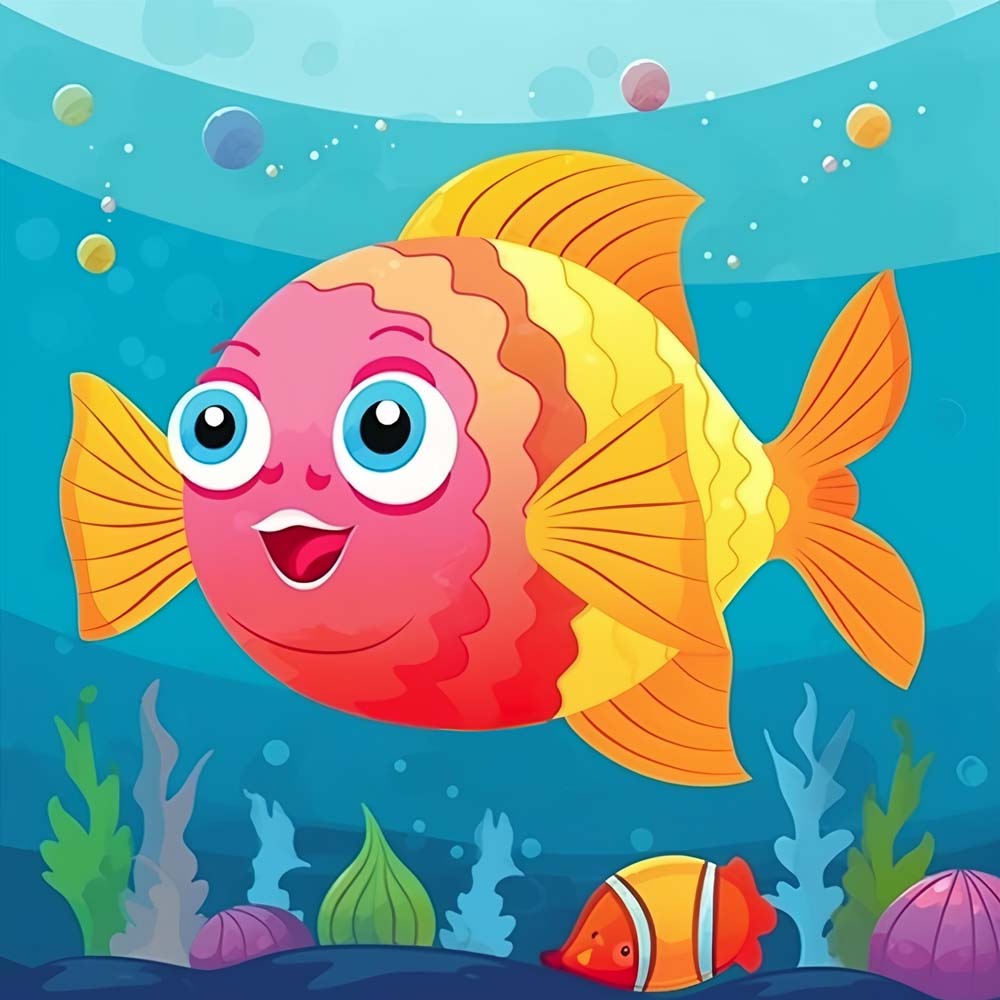 Happy Cartoon Fish Paint by Numbers for Kids